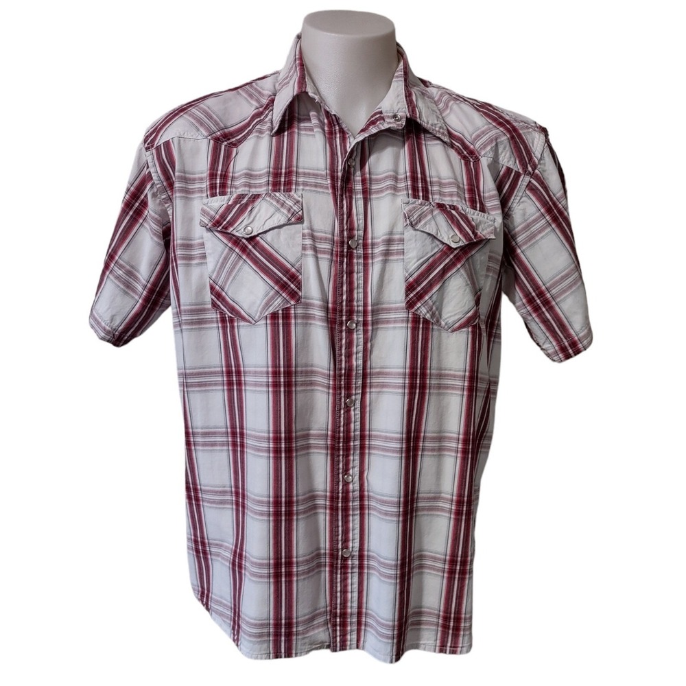 U.S. Expedition Shirt Men's Size XL Pearl Snap Plaid Short Sleeve Pockets Collar